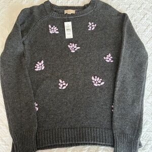 LOFT Charcoal Sweater with Lavender Details
